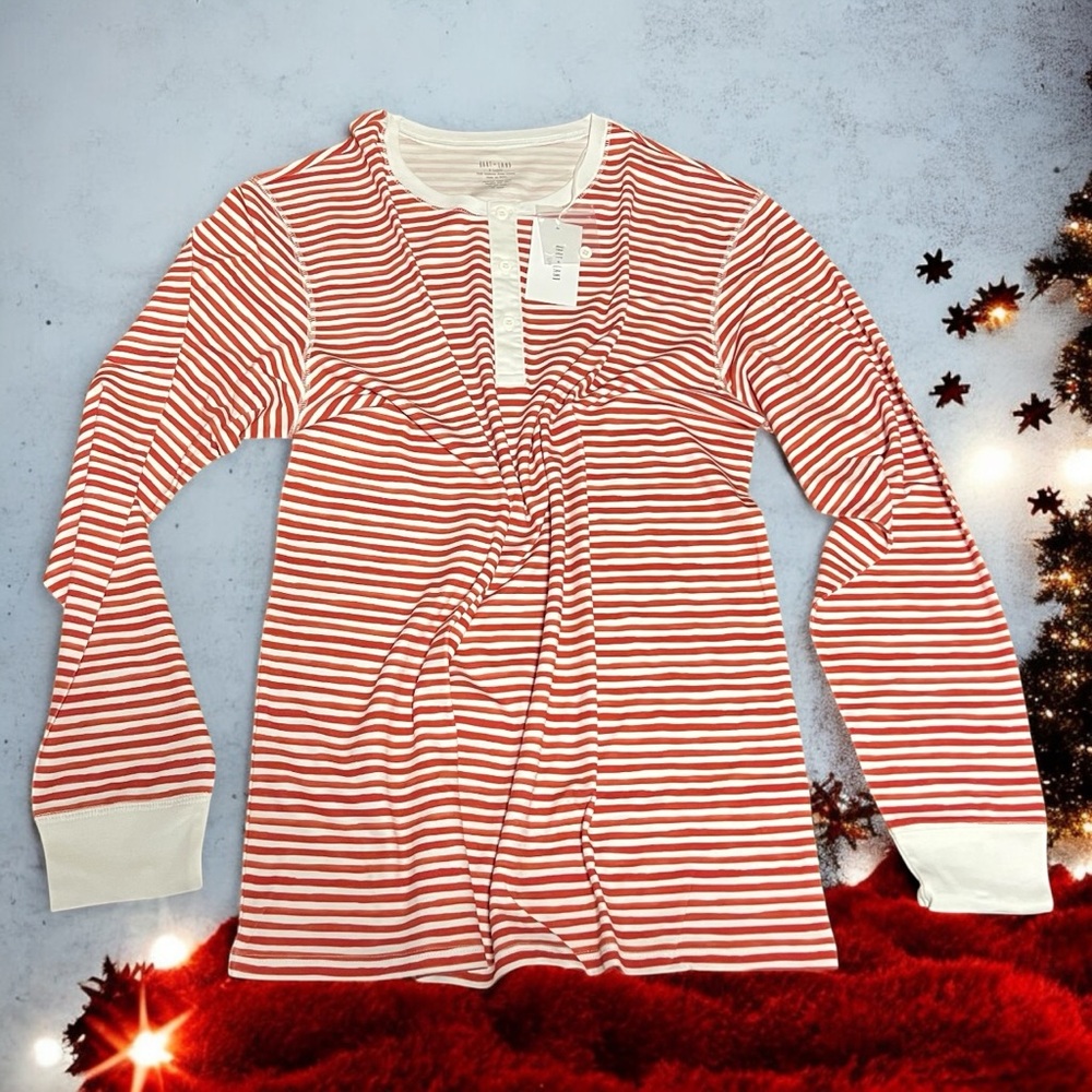 Men’s XL Red Striped 2pc Pajama Set | 100% 
Organic Pina Cotton | Red & White